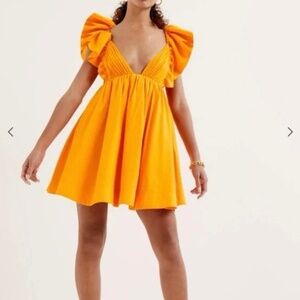 For Love & Lemons Orange Mini Dress with Open Back – Size XS